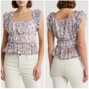 French Connection Floral Ruffle Blouse